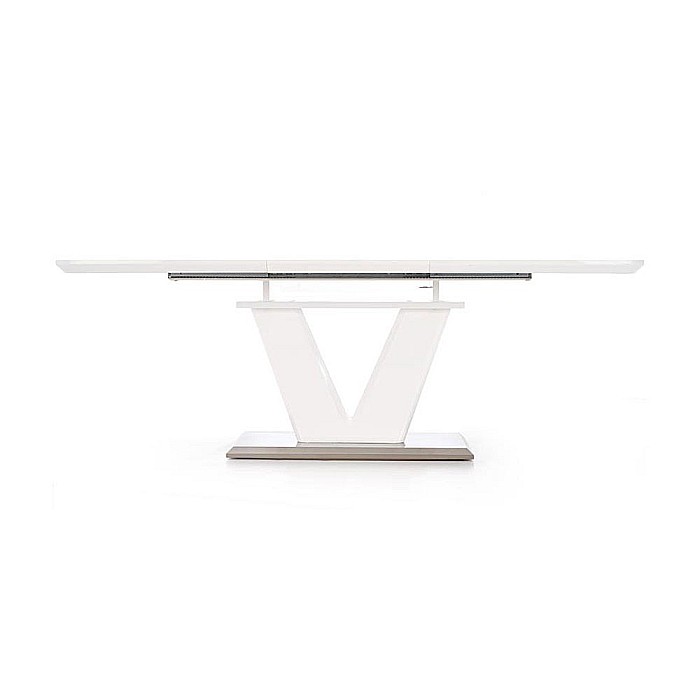 Masa extensibila living HM Mistral, cadru metalic, MDF lacuit, 140-180x80x76 cm, 6 persoane, alb [9]