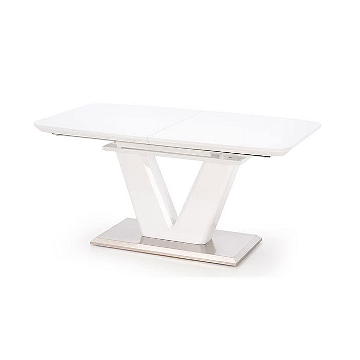 Masa extensibila living HM Mistral, cadru metalic, MDF lacuit, 140-180x80x76 cm, 6 persoane, alb [1]