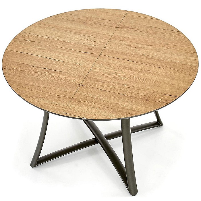 Masa extensibila living HM Moretti, blat MDF laminat, cadru metalic, 118-148x118x76 cm, 6 persoane, stejar- antracit/negru [11]