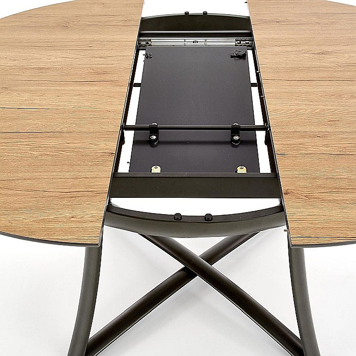 Masa extensibila living HM Moretti, blat MDF laminat, cadru metalic, 118-148x118x76 cm, 6 persoane, stejar- antracit/negru [3]