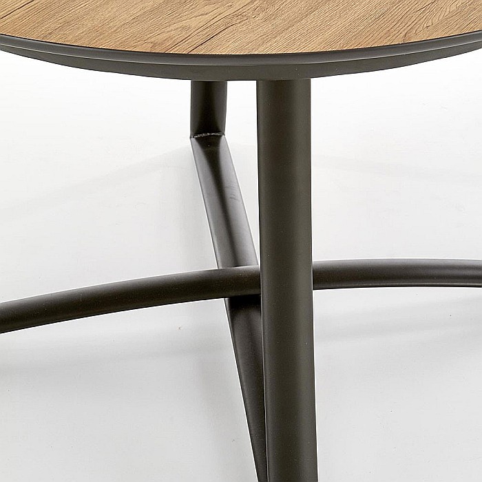 Masa extensibila living HM Moretti, blat MDF laminat, cadru metalic, 118-148x118x76 cm, 6 persoane, stejar- antracit/negru [9]
