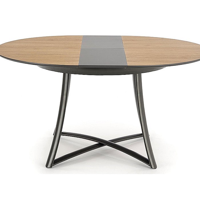 Masa extensibila living HM Moretti, blat MDF laminat, cadru metalic, 118-148x118x76 cm, 6 persoane, stejar- antracit/negru [10]