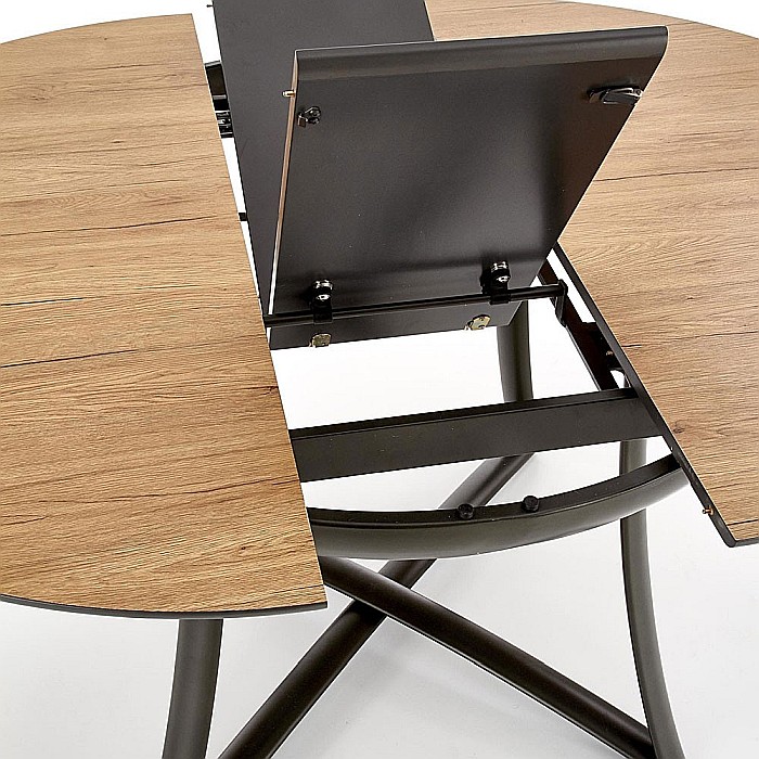 Masa extensibila living HM Moretti, blat MDF laminat, cadru metalic, 118-148x118x76 cm, 6 persoane, stejar- antracit/negru [8]