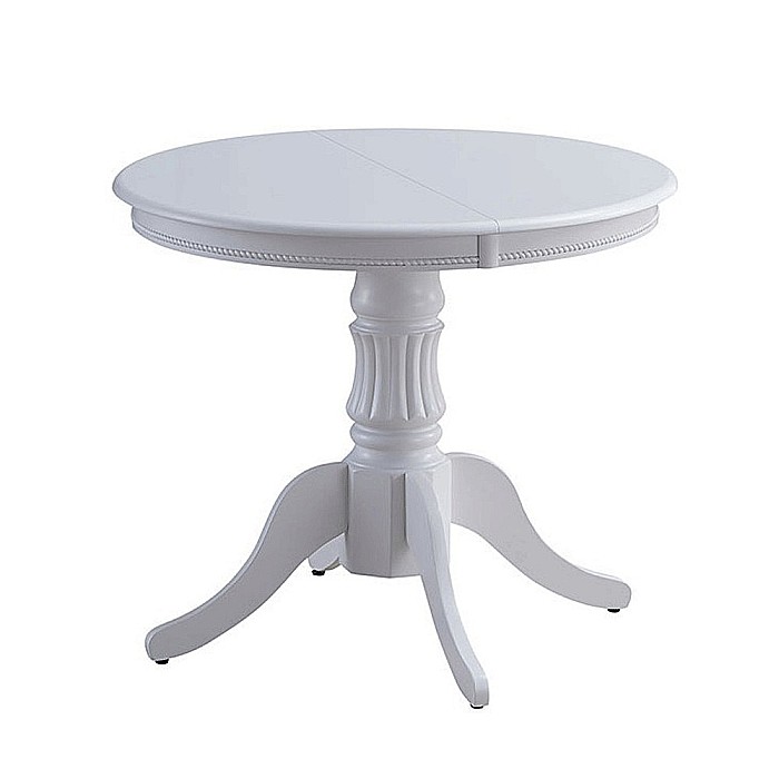 Masa extensibila living KL Willy, cadru lemn masiv, MDF Furniruit, 4 persoane, 90-123x90x76 cm, Alb [4]