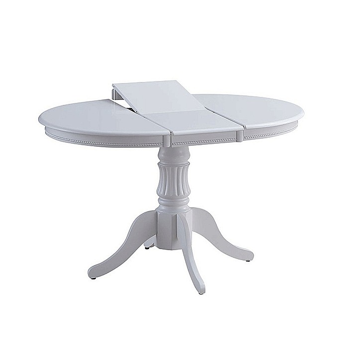 Masa extensibila living KL Willy, cadru lemn masiv, MDF Furniruit, 4 persoane, 90-123x90x76 cm, Alb [3]