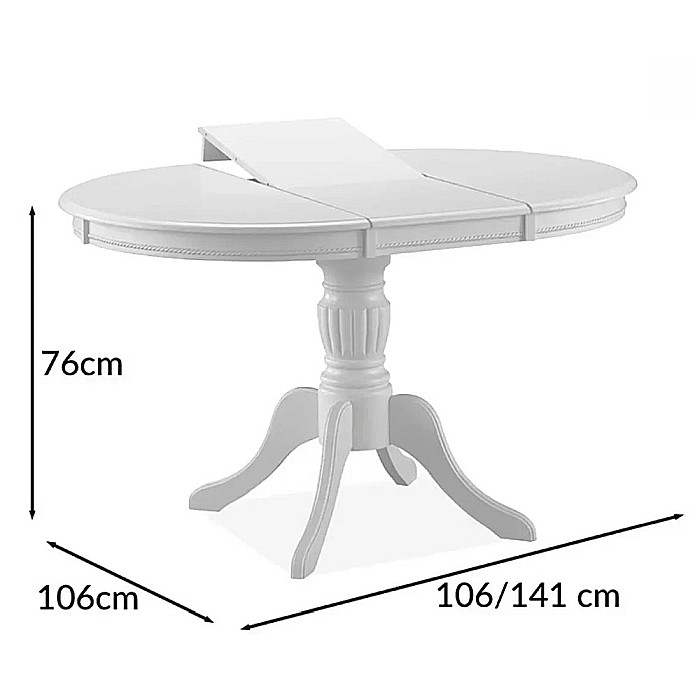 Masa extensibila living SL Olivia, Cadru lemn masiv, MDF Furniruit, 6 persoane, 106-141x106x76 cm, Alb [4]