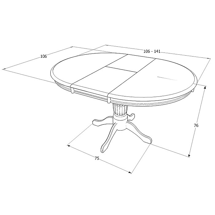 Masa extensibila living SL Olivia, Cadru lemn masiv, MDF Furniruit, 6 persoane, 106-141x106x76 cm, Nuc [7]