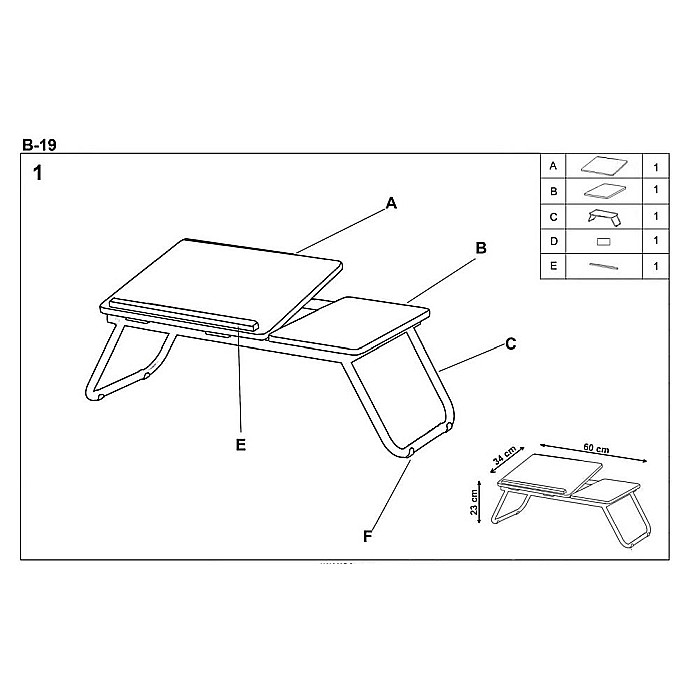 Masa laptop plianta HM B19, unghi de inclinare ajustabil, MDF, nuc inchis [3]