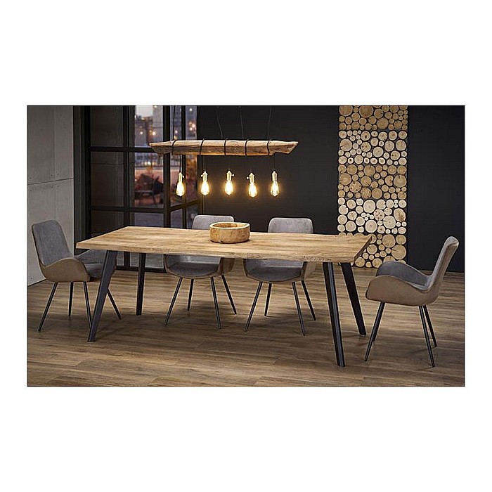 Masa living extensibila HM Dickson, MDF Furniruit, cadru metalic,120-180x80x75 cm, 8 persoane, stejar/negru [4]