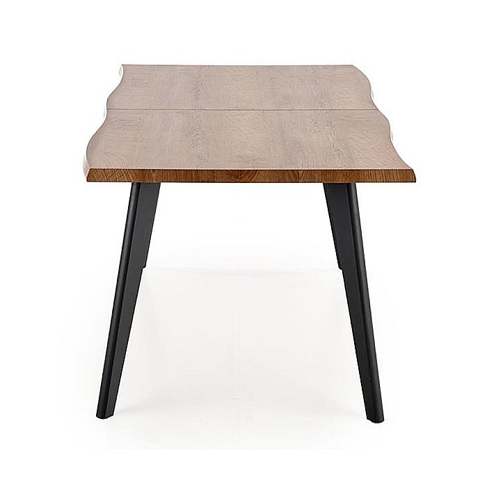 Masa living extensibila HM Dickson, MDF Furniruit, cadru metalic,120-180x80x75 cm, 8 persoane, stejar/negru [2]