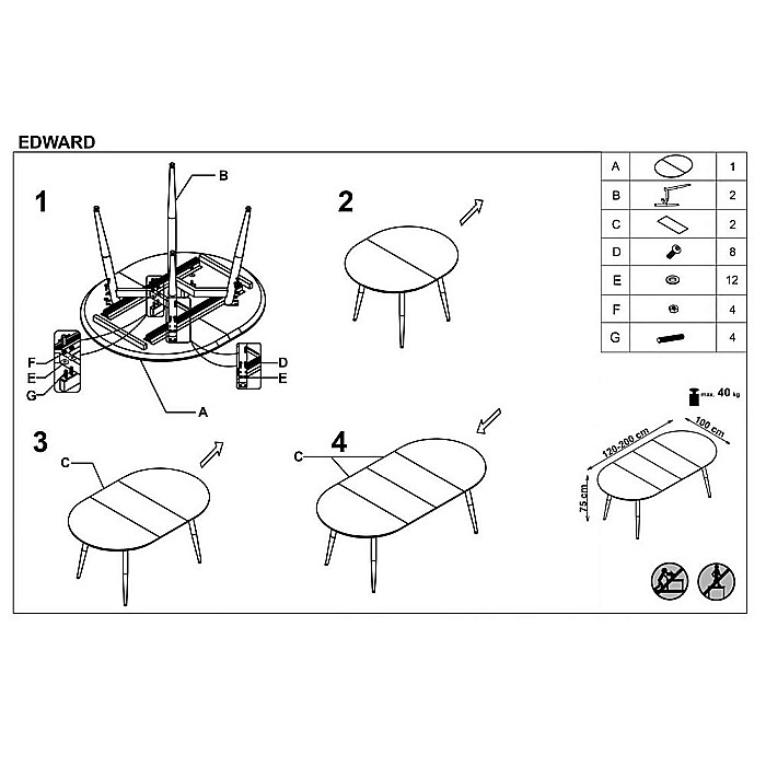 Masa living extensibila HM Edward, blat MDF, structura metalica, ovala, 6 persoane, 120-200x100x75 cm, alb/stejar san remo [11]