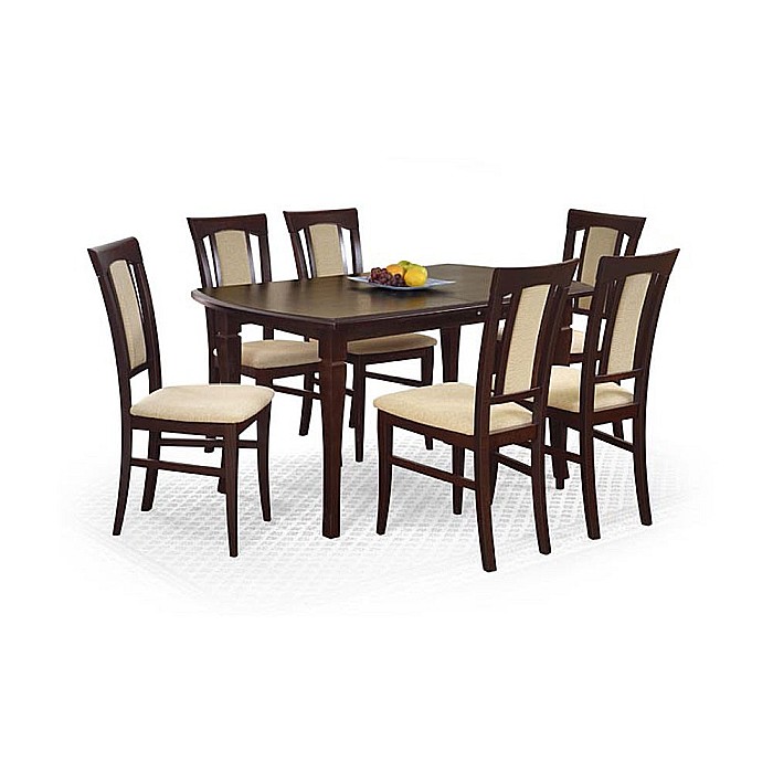 Masa living extensibila HM Fryderyk, blat MDF laminat, picioare lemn masiv, 10 persoane, 160-240x90x74 cm, nuc [2]