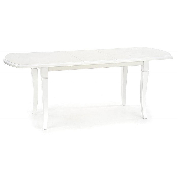 Masa living extensibila HM Fryderyk, blat MDF laminat, picioare lemn masiv, 10 persoane, 160-240x90x74 cm, alba [5]