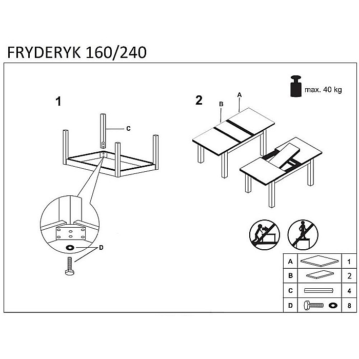 Masa living extensibila HM Fryderyk, blat MDF laminat, picioare lemn masiv, 10 persoane, 160-240x90x74 cm, nuc [3]