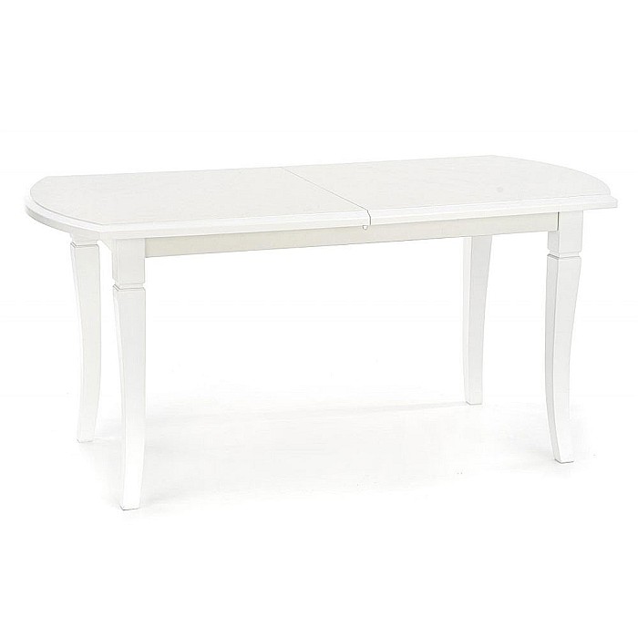 Masa living extensibila HM Fryderyk, blat MDF laminat, picioare lemn masiv, 10 persoane, 160-240x90x74 cm, alba [4]