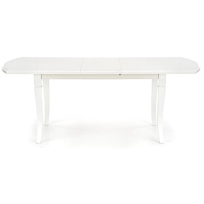 Masa living extensibila HM Fryderyk, blat MDF laminat, picioare lemn masiv, 10 persoane, 160-240x90x74 cm, alba [6]