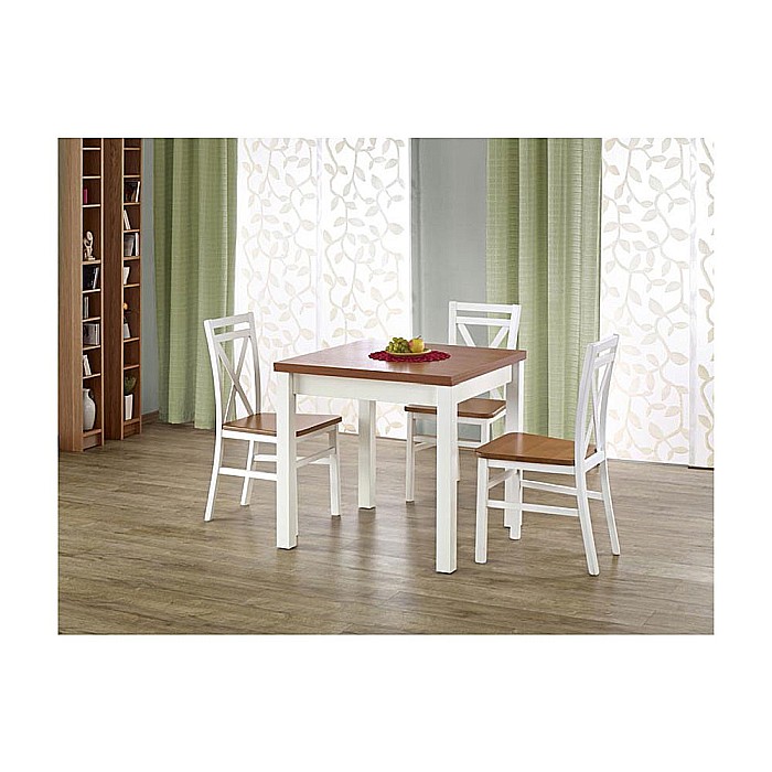 Masa living extensibila HM Gracjan, PAL Laminat, cant ABS, 80-160x80x76 cm, 6 persoane, arin/alb [3]