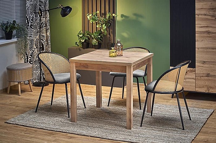 Masa living extensibila HM Gracjan, PAL Laminat, cant ABS, 80-160x80x76 cm, 6 persoane, stejar artizanal [1]