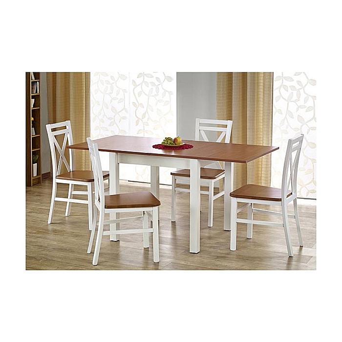 Masa living extensibila HM Gracjan, PAL Laminat, cant ABS, 80-160x80x76 cm, 6 persoane, arin/alb [6]
