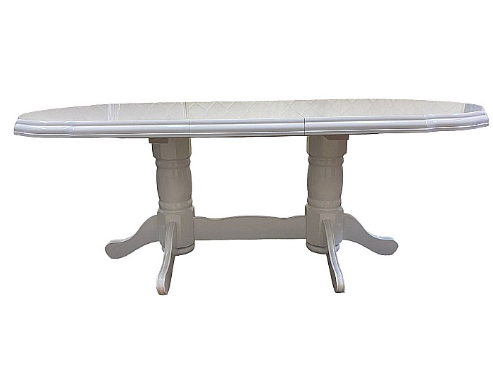 Masa living extensibila SB Nork, MDF Furniruit, structura lemn masiv, 8 persoane, 198-160x90x74 cm, alb [6]