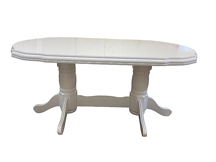 Masa living extensibila SB Nork, MDF Furniruit, structura lemn masiv, 8 persoane, 198-160x90x74 cm, alb [3]