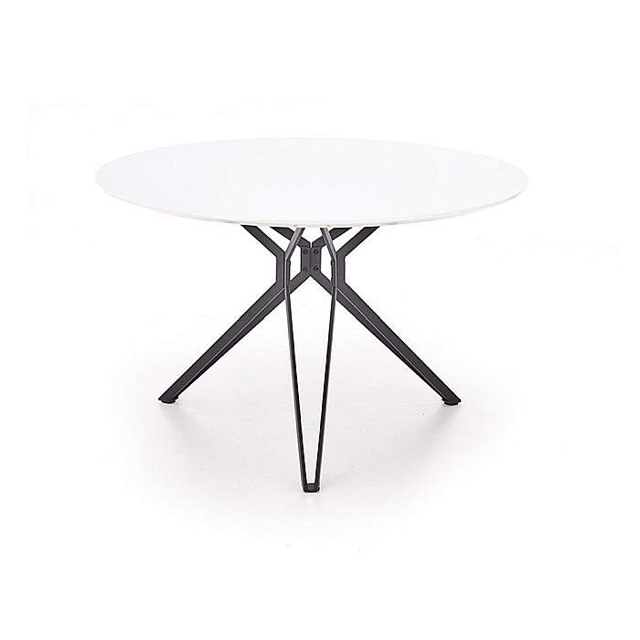 Masa living HM Pixel, MDF lacuit, cadru metalic, 120-160x120x76 cm, 6 persoane, alb/negru [3]