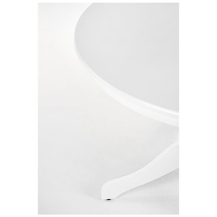 Masa living rotunda HM Gloster, blat MDF lacuit, lemn masiv, 4 persoane, 106x75 cm, alba [6]