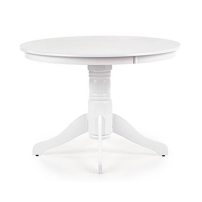 Masa living rotunda HM Gloster, blat MDF lacuit, lemn masiv, 4 persoane, 106x75 cm, alba [5]