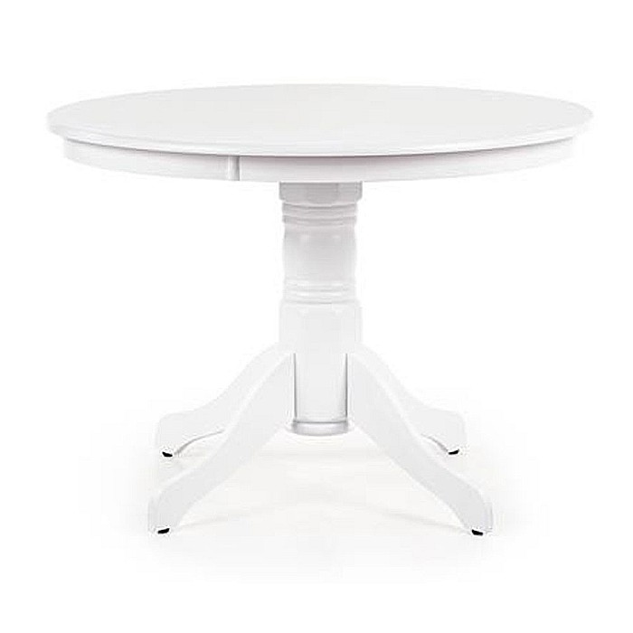 Masa living rotunda HM Gloster, blat MDF lacuit, lemn masiv, 4 persoane, 106x75 cm, alba [3]