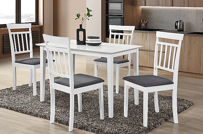 Masa living si bucatarie Bali, MDF, structura lemn masiv, 4 persoane, 112x72x74 cm, alb [6]