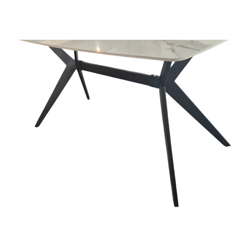 Masa living si bucatarie Elegant FDT4, blat ceramica, cadru metalic, 6 persoane, 140x80x75 cm, alb/maro [7]