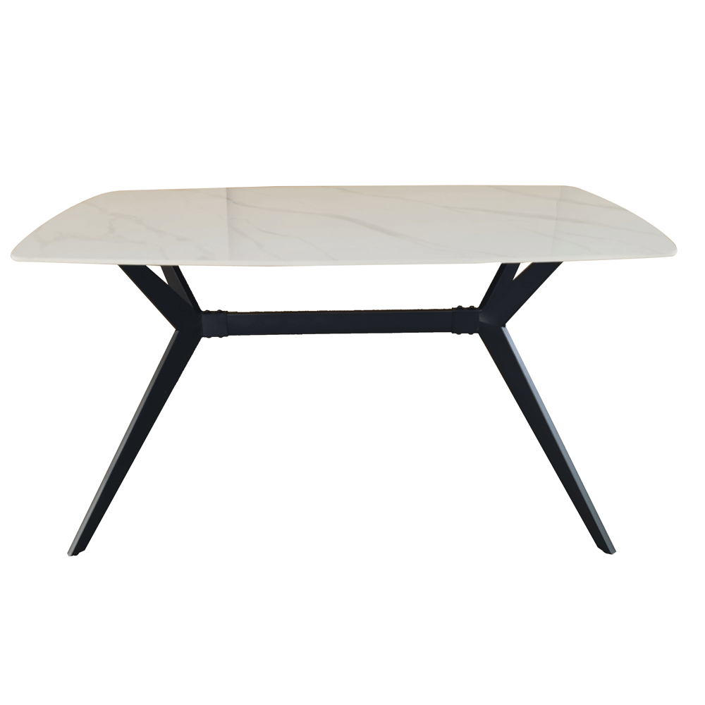 Masa living si bucatarie Elegant FDT4, blat ceramica, cadru metalic, 6 persoane, 140x80x75 cm, alb/gri [3]