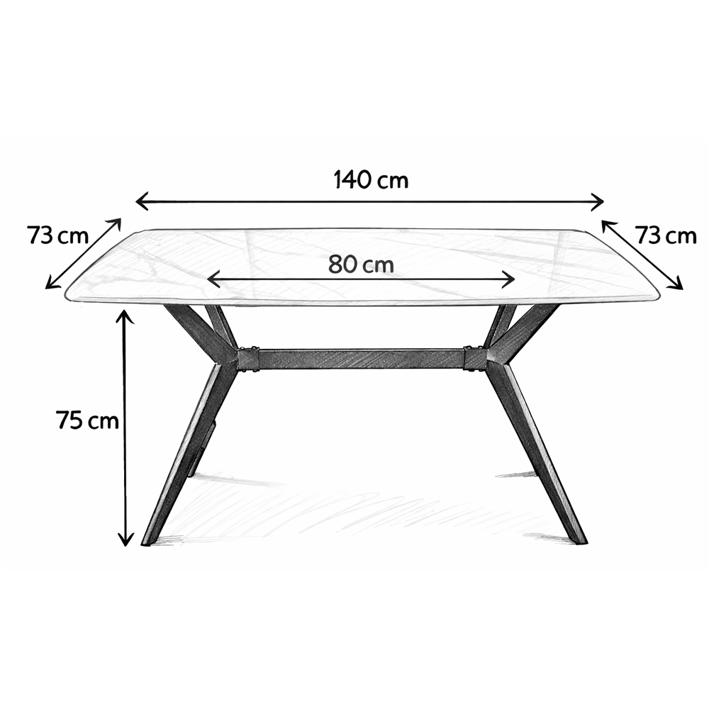Masa living si bucatarie Elegant FDT4, blat ceramica, cadru metalic, 6 persoane, 140x80x75 cm, alb/maro [8]