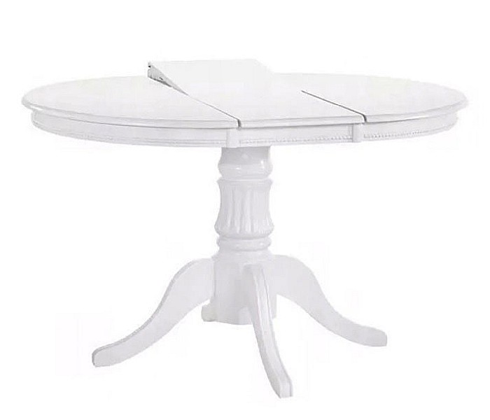 Masa living si bucatarie extensibila HM William, blat MDF, lemn masiv, 4 persoane, 90-124x90x75 cm, alb [1]
