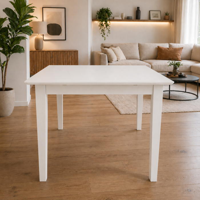 Masa living si bucatarie extensibila Miami, MDF, structura lemn masiv, 6 persoane, 120/150 x 80 x 73.8 cm, alb [6]