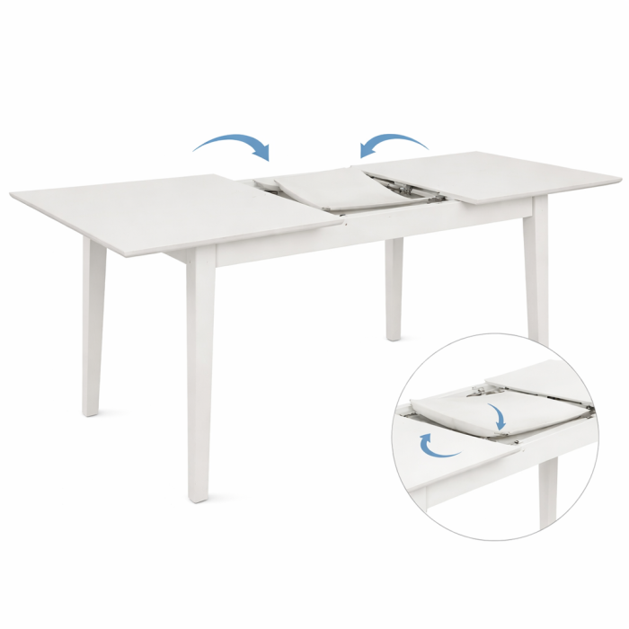 Masa living si bucatarie extensibila Miami, MDF, structura lemn masiv, 6 persoane, 120/150 x 80 x 73.8 cm, alb [5]