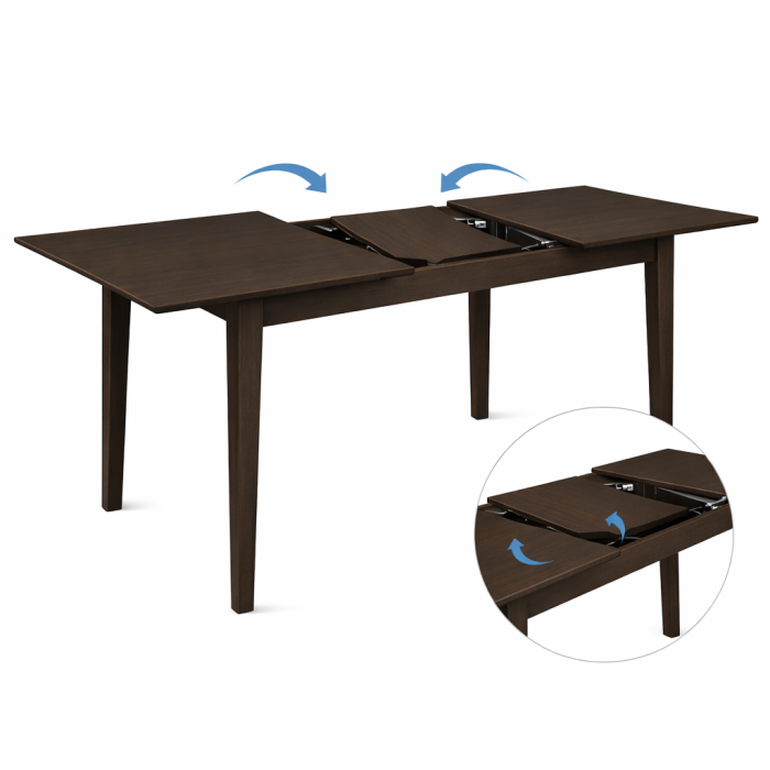 Masa living si bucatarie extensibila Miami, MDF, structura lemn masiv, 6 persoane, 120/150 x 80 x 73.8 cm, nuc [5]