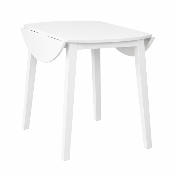 Masa living si bucatarie plianta Philadelphia, MDF, structura lemn masiv, rotunda, 4 persoane, 55/90 x 90 x 74,8 cm, alb [2]