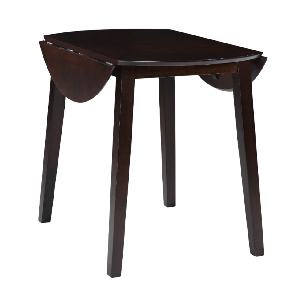 Masa living si bucatarie plianta Philadelphia, MDF, structura lemn masiv, rotunda, 4 persoane, 55/90 x 90 x 74,8 cm, nuc [4]