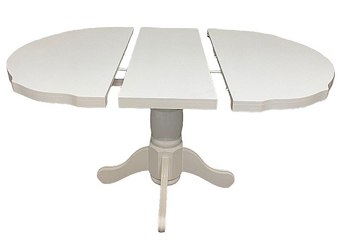 Masa living si bucatarie extensibila SB Fan, MDF Furniruit, structura lemn masiv, 4 persoane, 100-133,5x99x74 cm, alb [5]