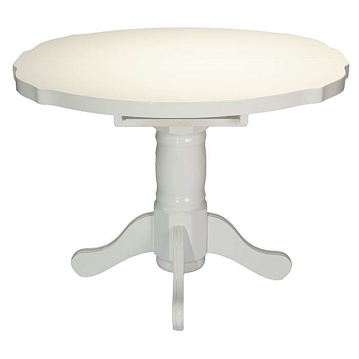 Masa living si bucatarie extensibila SB Fan, MDF Furniruit, structura lemn masiv, 4 persoane, 100-133,5x99x74 cm, alb [2]
