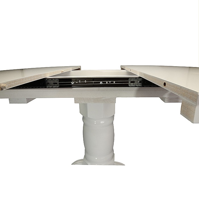 Masa living si bucatarie extensibila SB Fan, MDF Furniruit, structura lemn masiv, 4 persoane, 100-133,5x99x74 cm, alb [10]