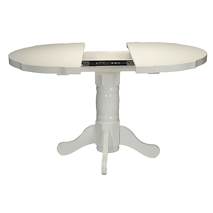 Masa living si bucatarie extensibila SB Fan, MDF Furniruit, structura lemn masiv, 4 persoane, 100-133,5x99x74 cm, alb [11]