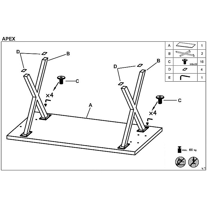 Masa living si bucatarie HM Apex, structura metalica, blat MDF, 4 persoane, 140x85x76 cm, stejar [3]