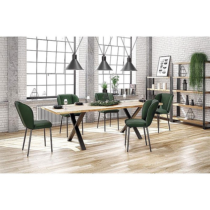 Masa living si bucatarie HM Apex, structura metalica, blat MDF, 4 persoane, 140x85x76 cm, stejar [2]