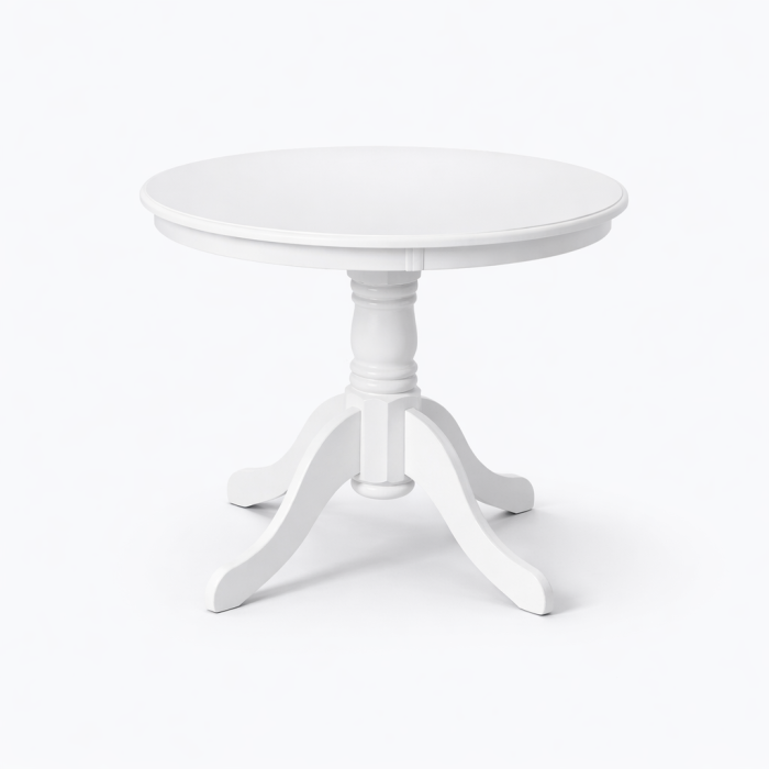 Masa living si bucatarie rotunda Montreal, cadru lemn masiv, MDF vopsit, 4 persoane, 90x73.8 cm, Alb [4]