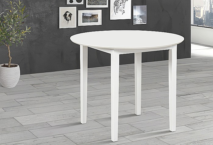 Masa living si bucatarie Sophia, blat MDF, rotunda, structura lemn masiv, 4 persoane, 90x74 cm, alb [1]
