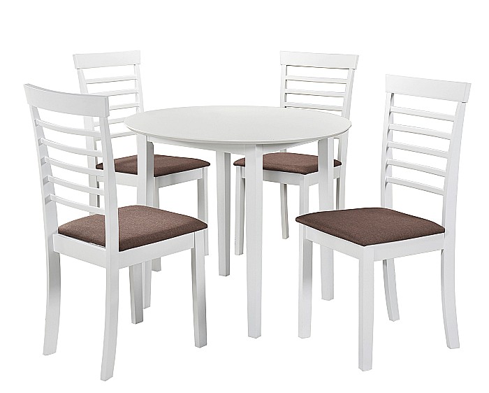 Masa living si bucatarie Sophia, blat MDF, rotunda, structura lemn masiv, 4 persoane, 90x74 cm, alb [5]