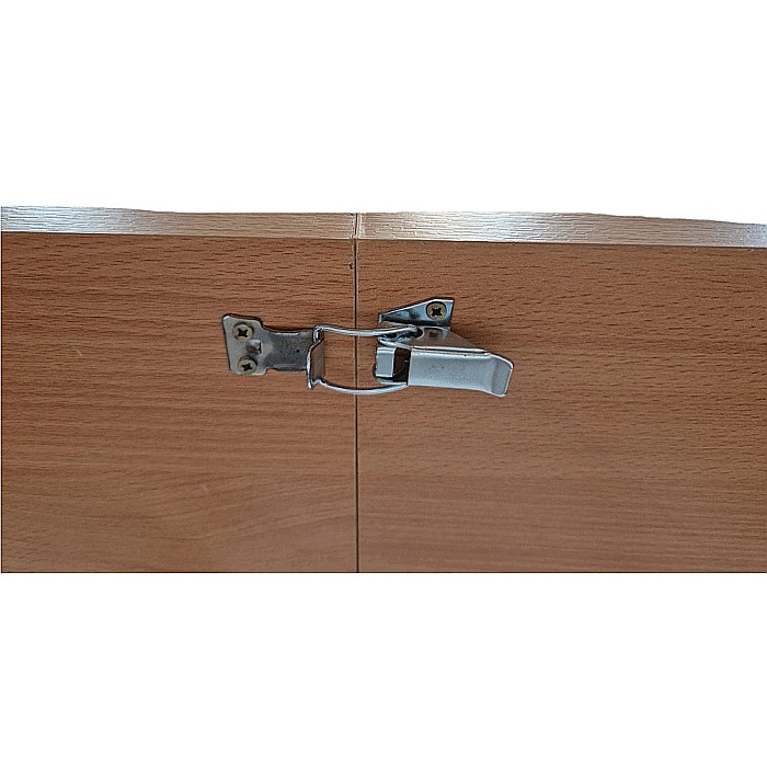 Masa plianta 12 persoane, Pal Melaminat, insertii lemn masiv, sistem cuplare blat, 274x75x78 cm, cires [7]