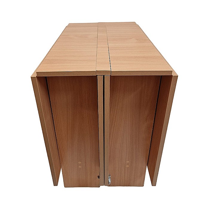 Masa plianta 12 persoane, Pal Melaminat, insertii lemn masiv, sistem cuplare blat, 274x75x78 cm, cires [6]